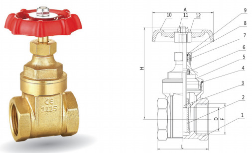 DN25 PN10 NPT End أنثى بوابة صمام نحاسي صغير التدفق المقاومة